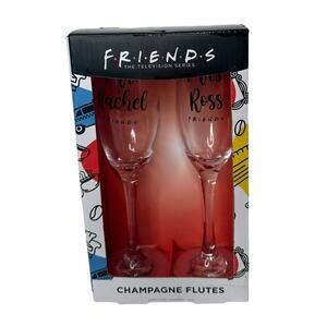 Friends The TV Series Set of 2 Prosecco Flutes Champagne Glasses by Paladone NEW
